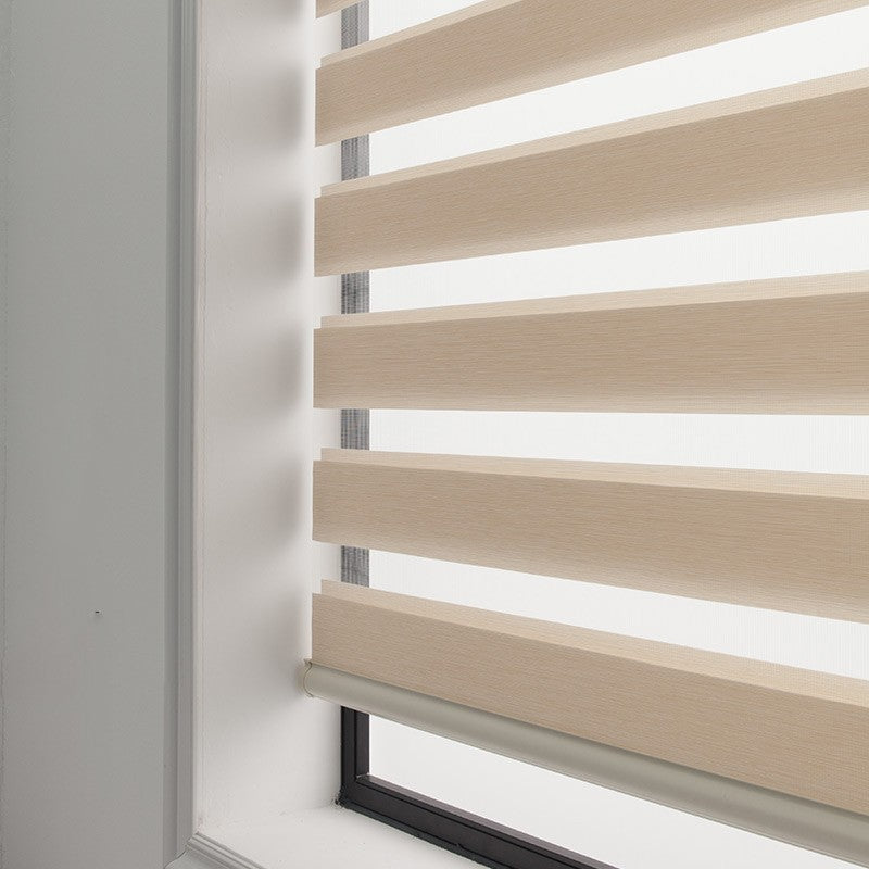Soft gauze semi-shading electric zebra rolling curtain in a neutral fabric texture