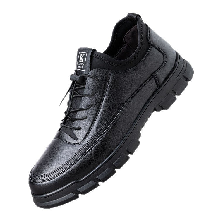Black business formal leather shoes with a soft upper and casual style