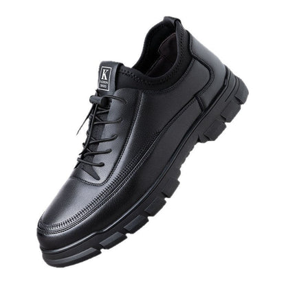 Black business formal leather shoes with a soft upper and casual style