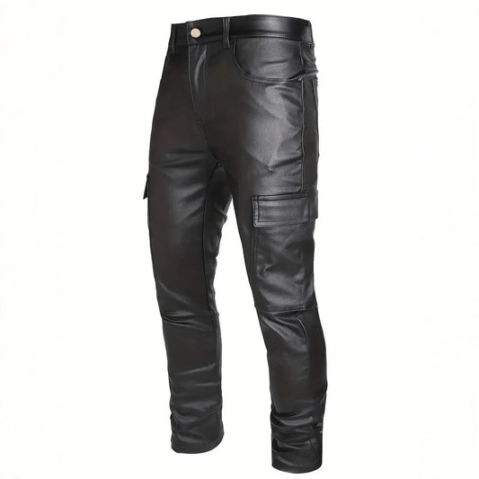 Men's windproof PU motorcycle riding pants for outdoor use