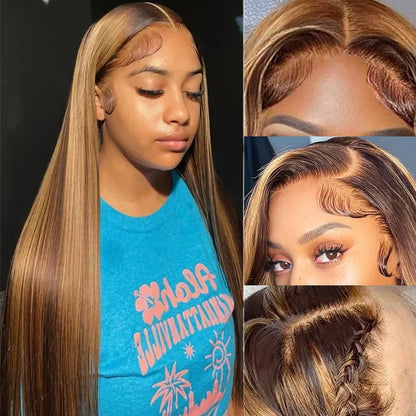Teveshine Highlighted Ombre Human Hair Lace Wig 26inch