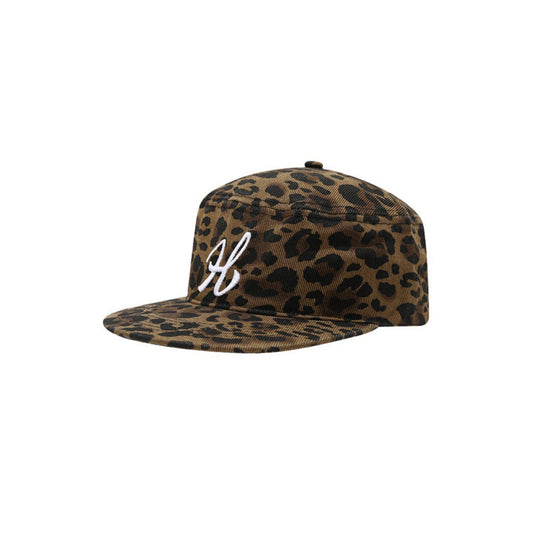 Men's And Women's Matching Leopard Print Embroidered H-Style Flat Brim Vintage Cool Outdoor Camping Weekend Party Daily Sun Protection Flat Top Hat