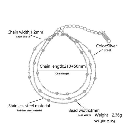 Fashionable And Minimalist Multi-layer Metal Bead Anklet
