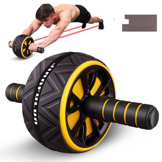 Abdominal muscle fitness wheel for men and women, compact mute exercise roller with padded handles