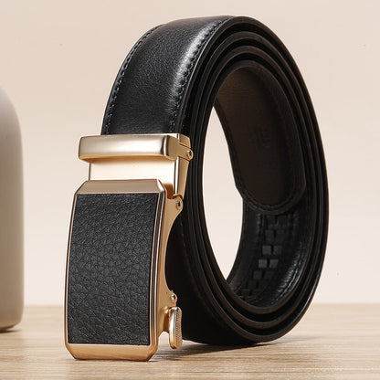 Men's fashionable personalized automatic-buckle belt with adjustable strap and sleek buckle design