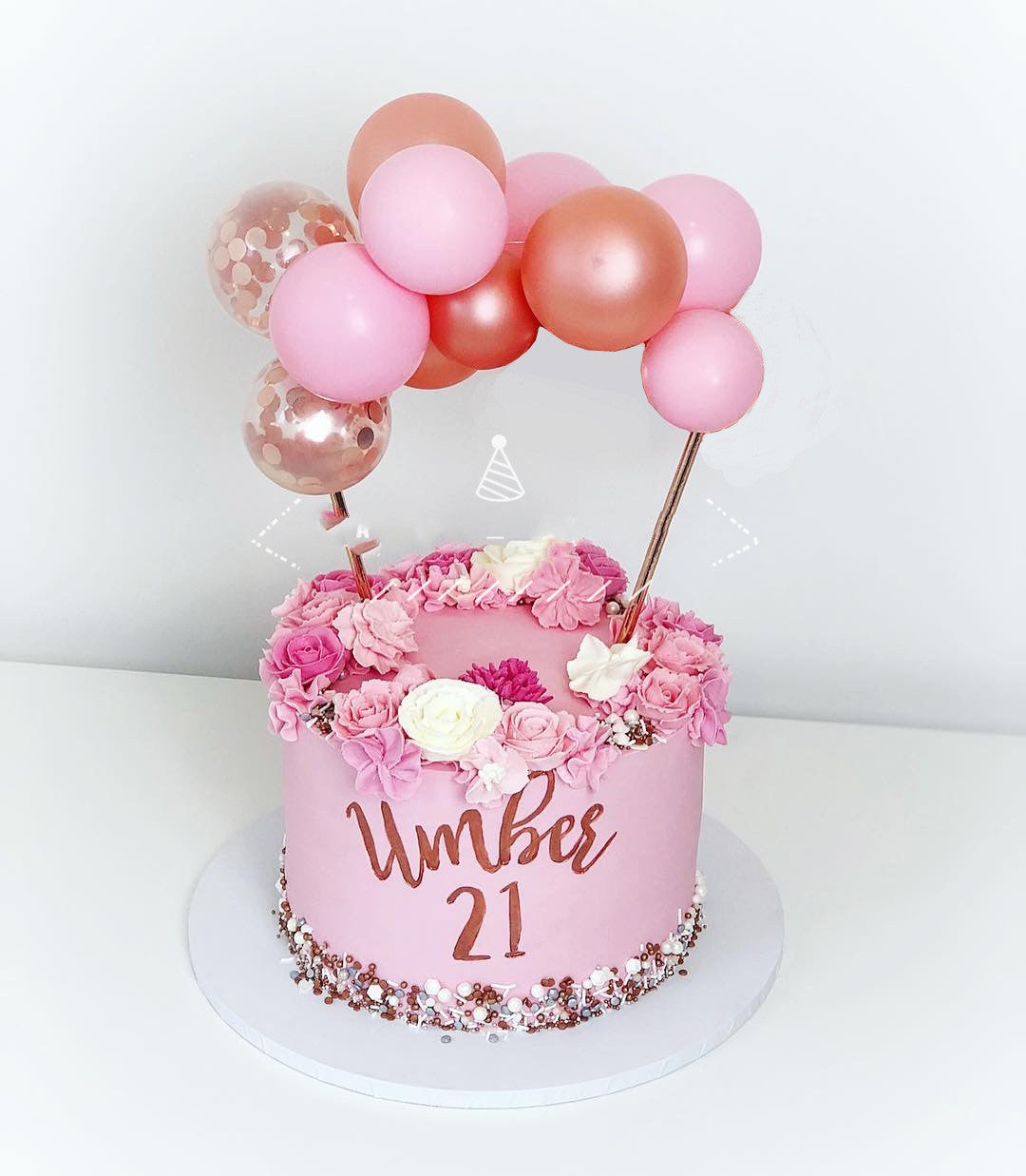 Red 5-inch sequined balloon cake decoration in net design
