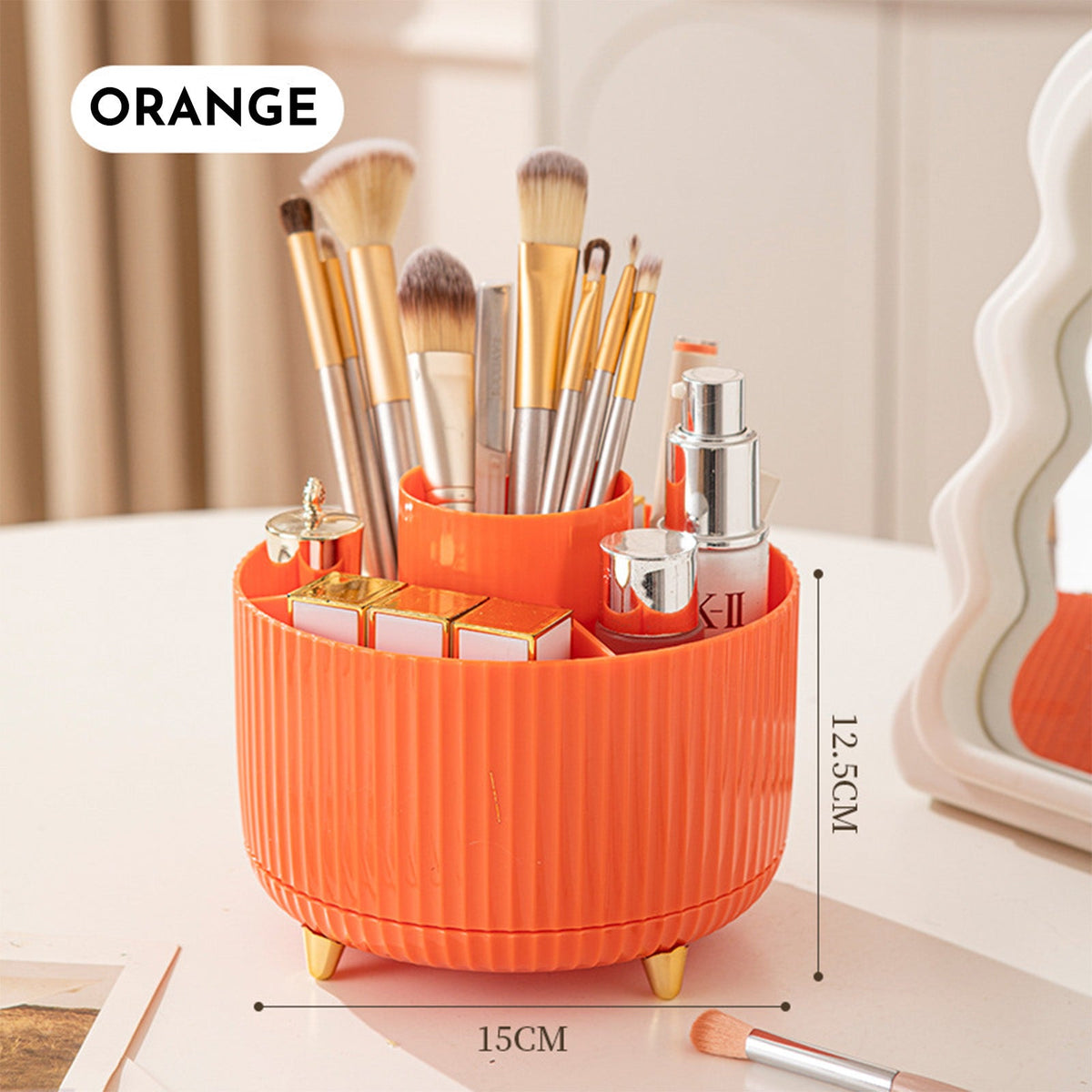 360 rotating makeup brush holder and organizer for countertop cosmetics and skincare storage, Type 4