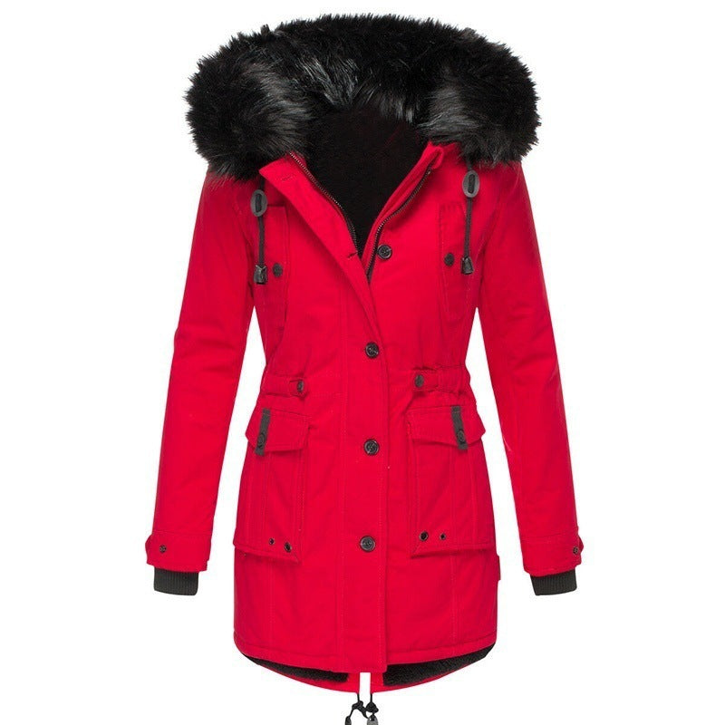 Women's fleece-lined thickened cotton padded winter clothing
