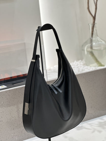 Genuine leather women's hobo shoulder handbag in first-layer cowhide, simple versatile bucket bag