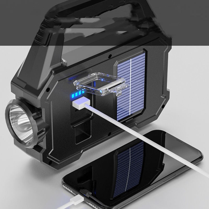 Outdoor waterproof solar power charger flashlight with strong light output