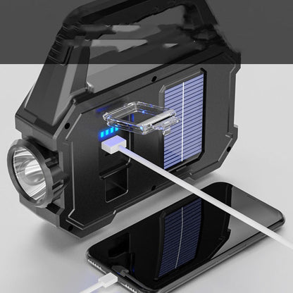 Outdoor waterproof solar power charger flashlight with strong light output