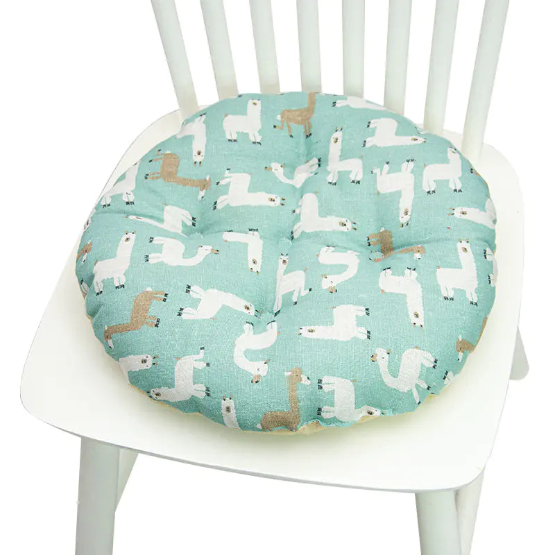 Round Chair Cushion for Bay Window - Printed Polyester Linen