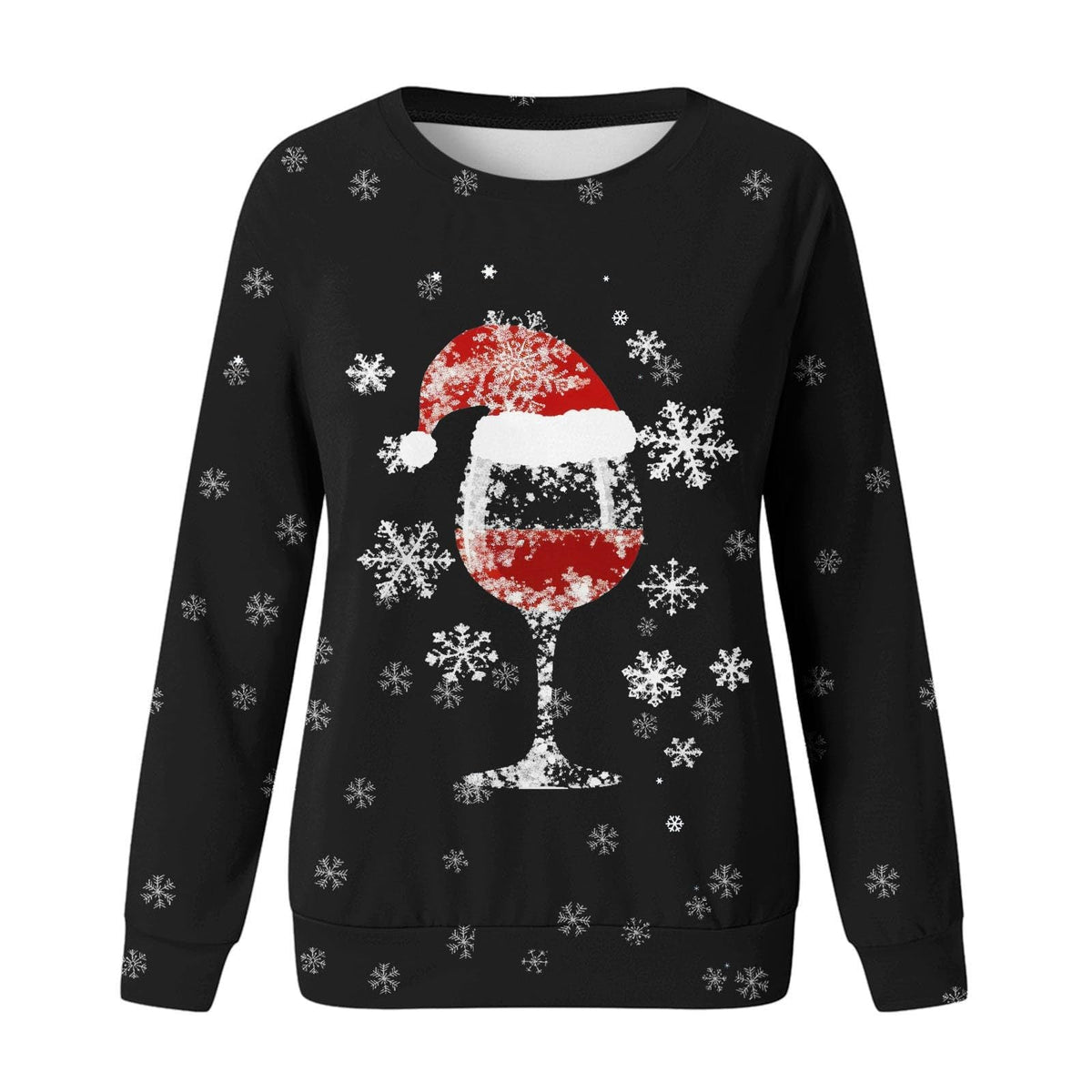 Women's round neck Christmas sweater with 3D digital print, casual style