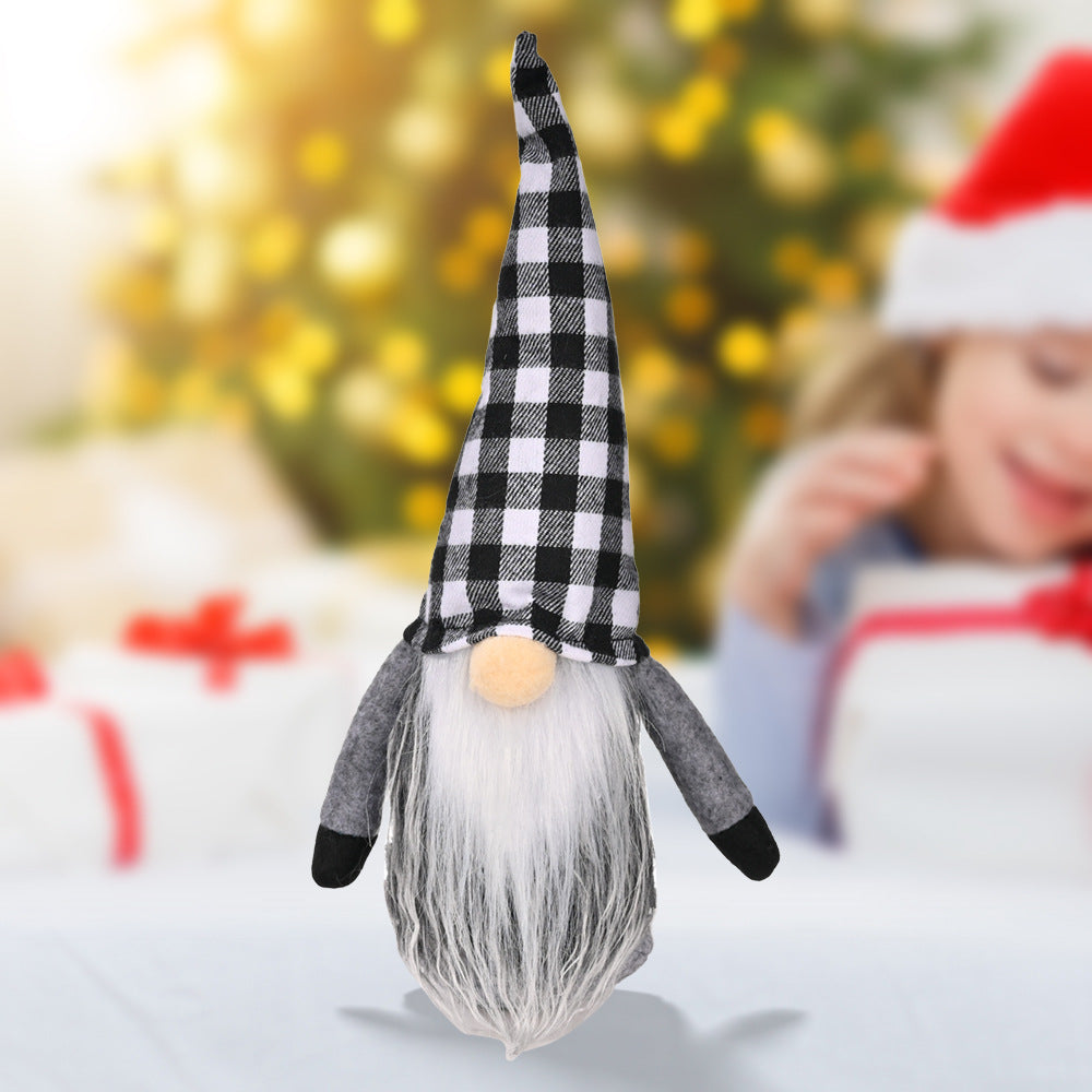 Christmas plaid hat Rudolph doll Christmas decoration by My Store