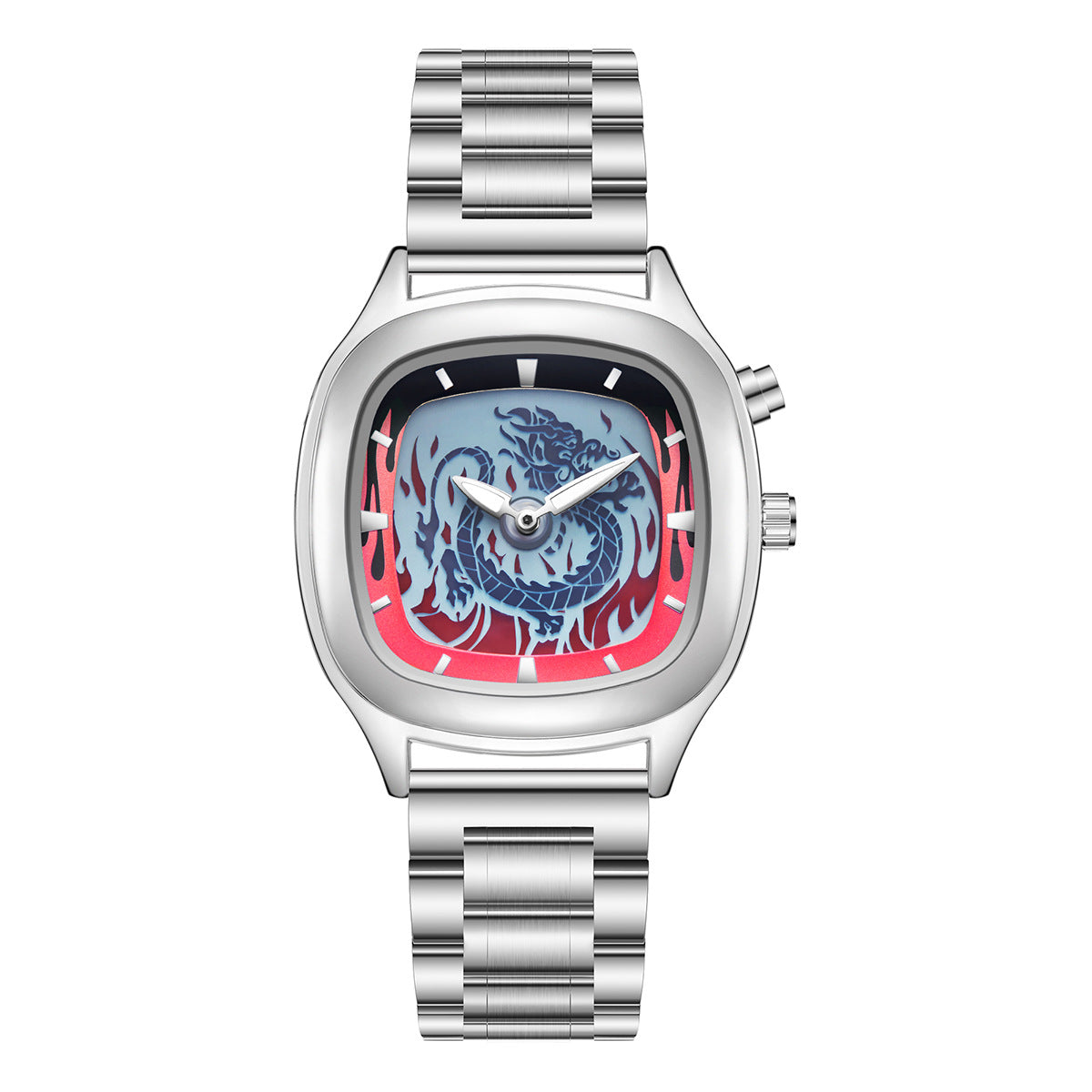 Personalized retro dragon-shaped dual-display men's watch with water-resistant design