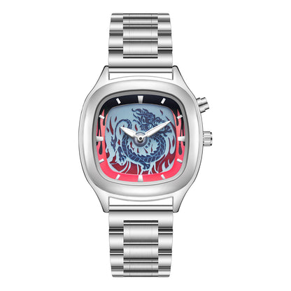 Personalized retro dragon-shaped dual-display men's watch with water-resistant design