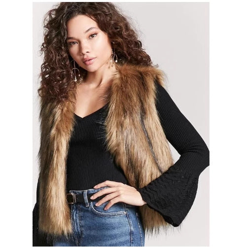 Fashionable new fox-fur long vest in a luxurious, sleeveless design