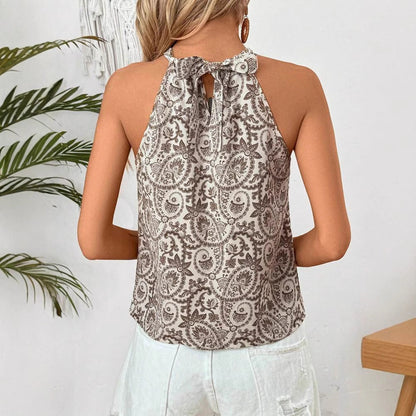 Women's printed ethnic style vest top by My Store, featuring a colorful patterned design