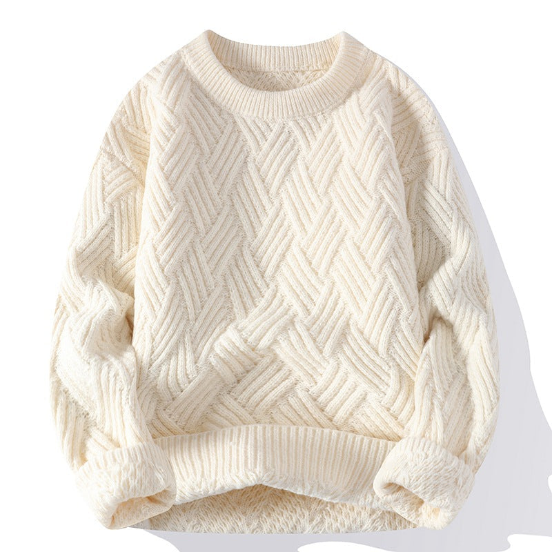 Men's thick autumn and winter sweater in a warm knit design, front view