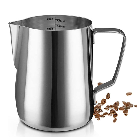SIKEMAY Milk Frothing Pitcher Cup 20oz/600ML Milk Frother Cup Stainless Steel Steaming Pitcher Milk Jug Coffee Latte Art Cappuccino Espresso Machine Accessories for Barista Steam Pitchers Tools