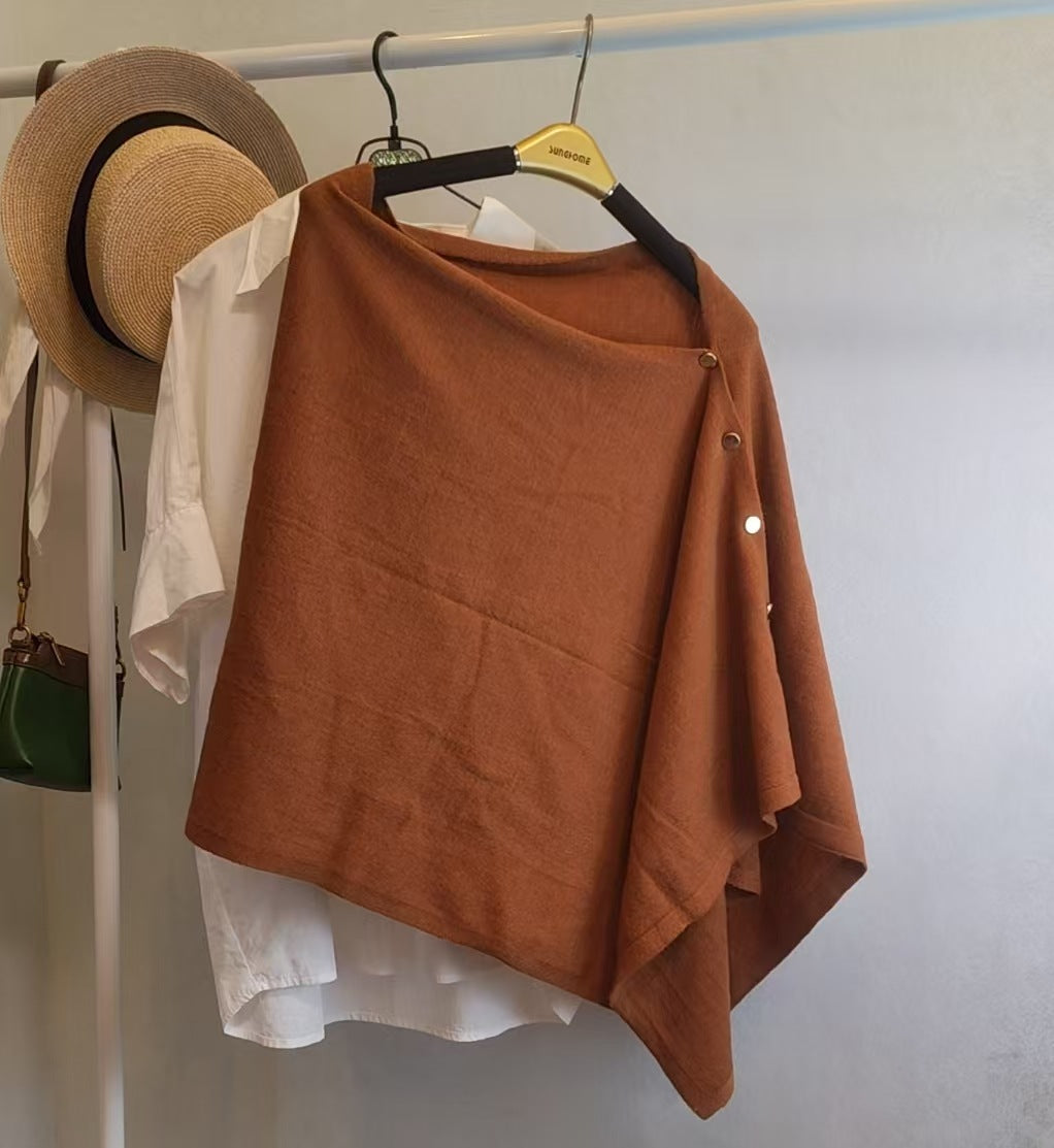 Slouchy knit vintage women's shawl with a sophisticated design in a versatile draped style