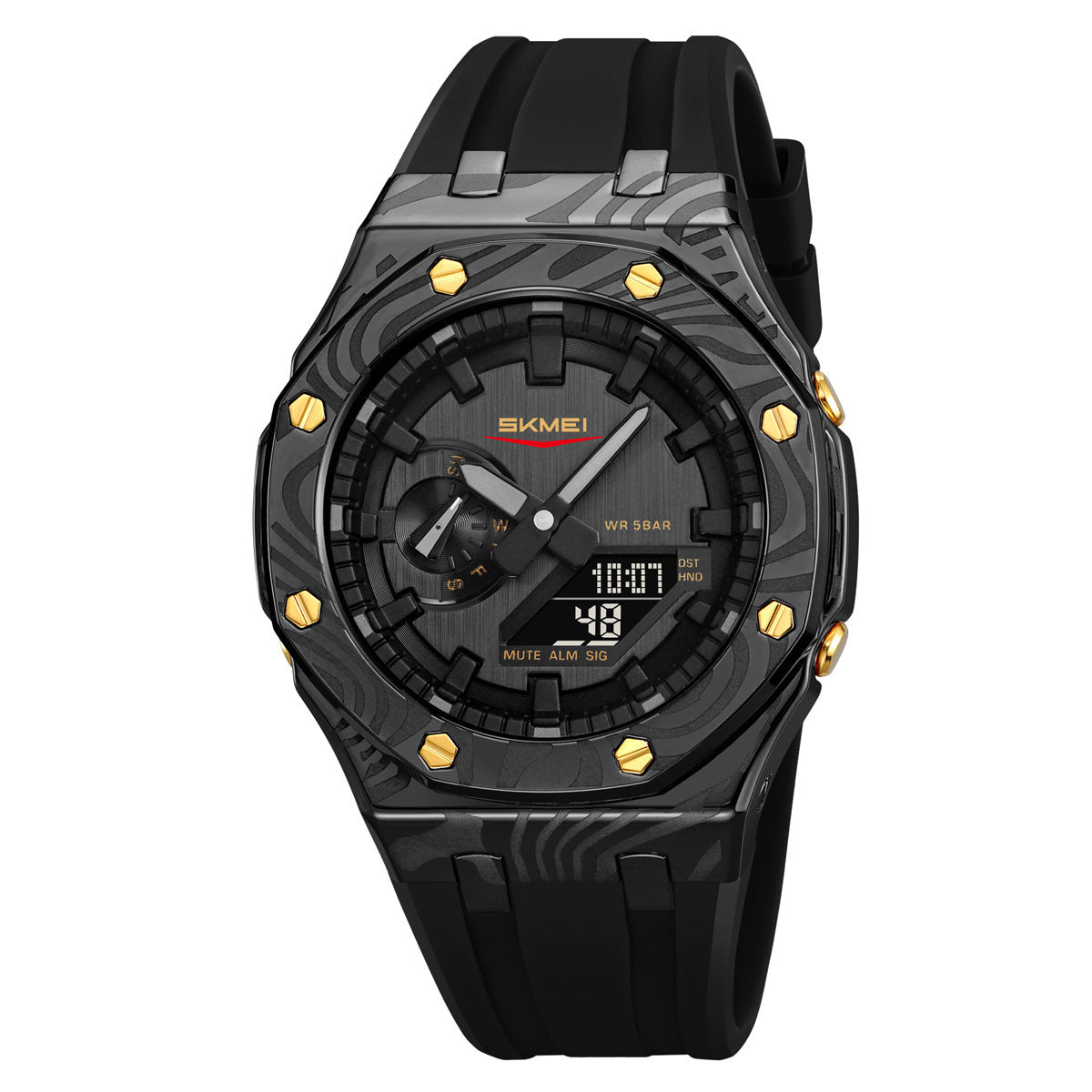 Men's multifunctional waterproof digital watch with clear display and durable design