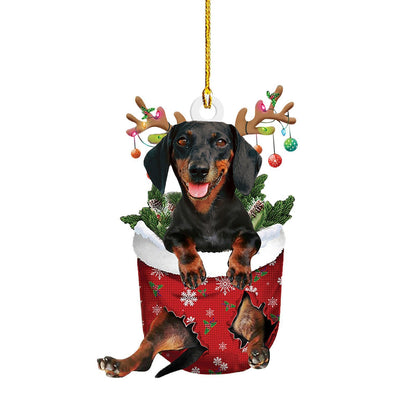 Christmas sausage dog decorations for home, featuring festive dachshund ornaments