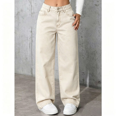 Draped floor-length black straight-leg jeans from My Store