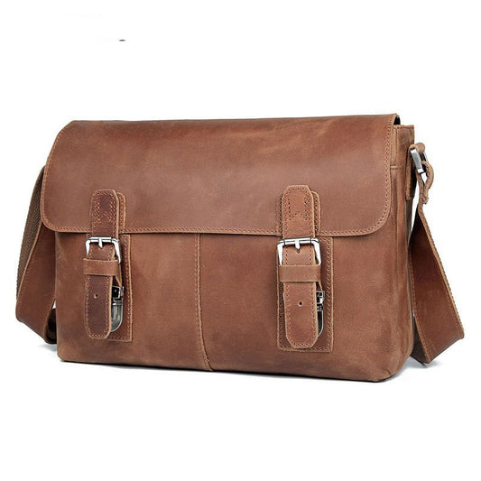 Vintage leather crossbody bag for men in a classic compact design