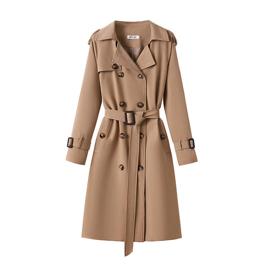 Sophisticated mid-length trench coat for women in a classic tailored design
