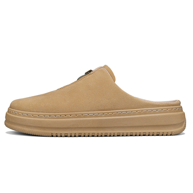 Men's thick-soled elevating casual slip-on slippers in a simple, comfortable design