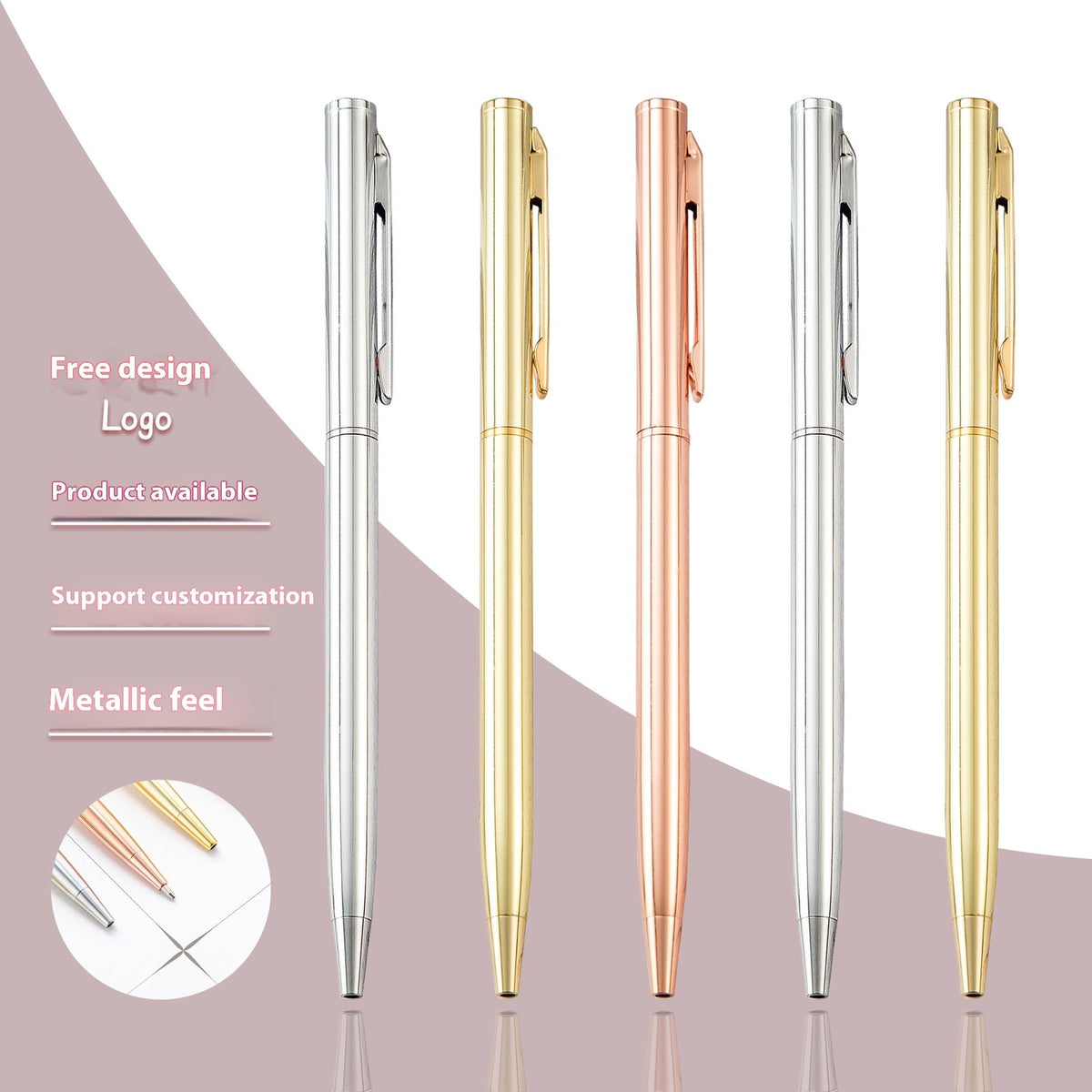 Gold-plated Little Gao Shi ballpoint pen with a polished finish