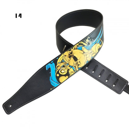 Color printing folk guitar shoulder strap, musical instrument accessory with vibrant patterned design