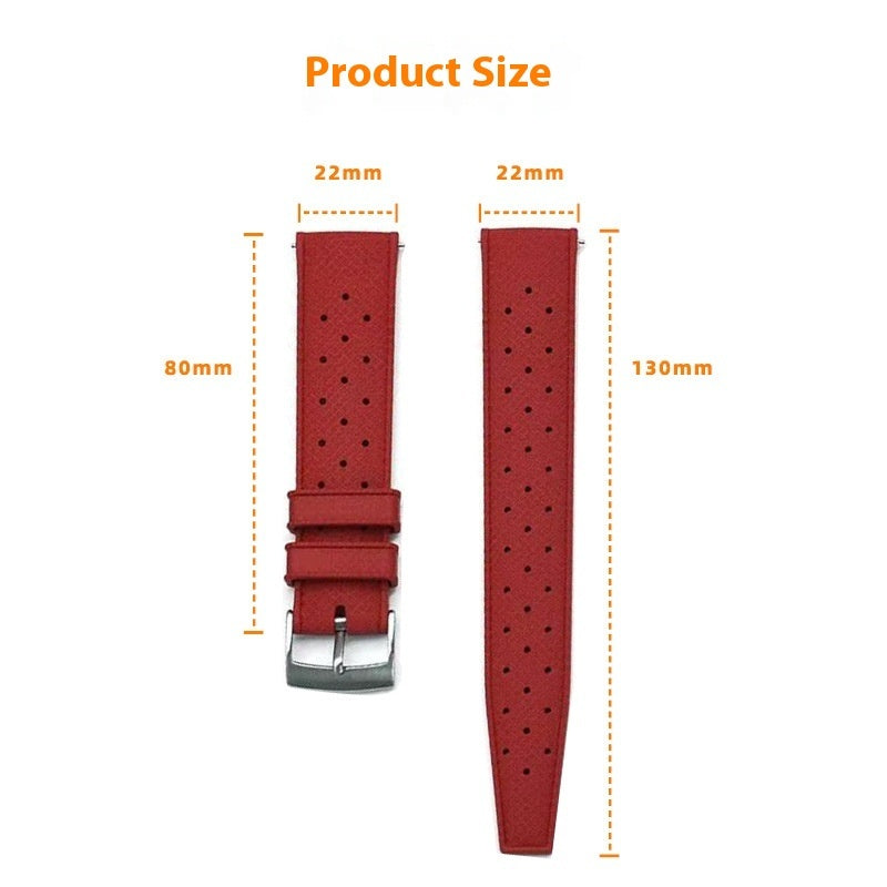 Solid color minimalism rubber watch strap in green and dark blue