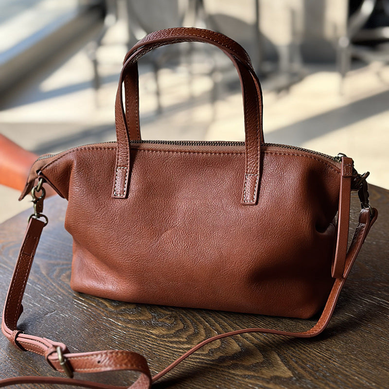 Cowhide tree-bark textured wrinkled single-shoulder crossbody bag by My Store