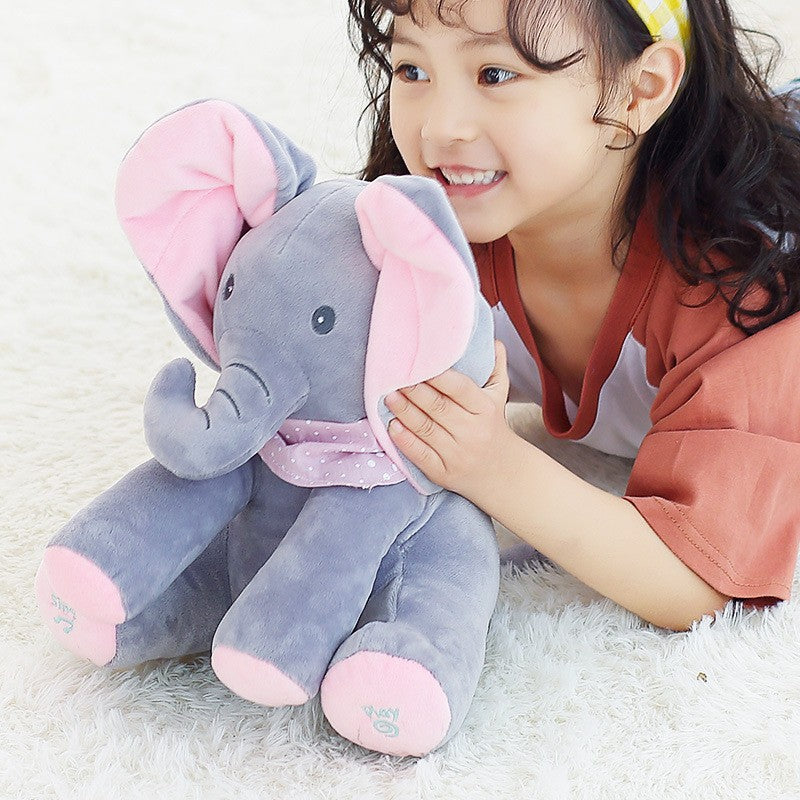 Colorful singing elephant plush toy for kids by BACKUPMYFILESNOW®, featuring a cheerful elephant with musical features.