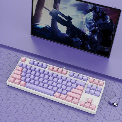 87-key wired hot-swappable mechanical keyboard with two-color keycaps