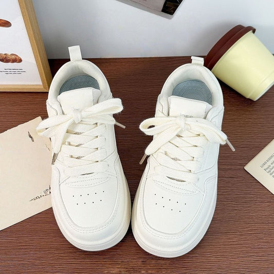 Women's white platform casual sports sneakers, fashionable versatile 2026 new style shoes