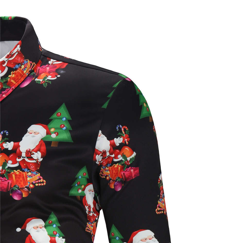 Men's Christmas shirt in festive design, shown as a foreign trade men's clothing garment