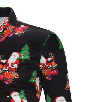 Men's Christmas shirt in festive design, shown as a foreign trade men's clothing garment