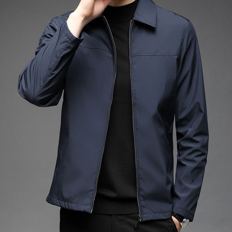 Men's lapel jacket fall winter coat in durable fabric, front view