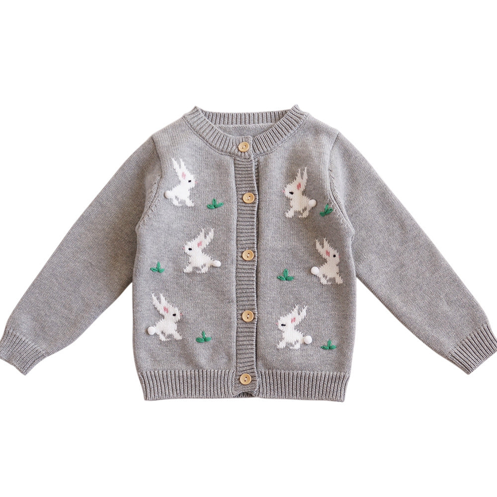 Korean-style girls' baby knitted cardigan sweater for autumn and winter children's clothing