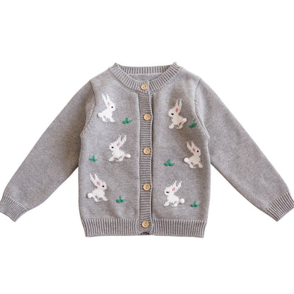 Korean-style girls' baby knitted cardigan sweater for autumn and winter children's clothing