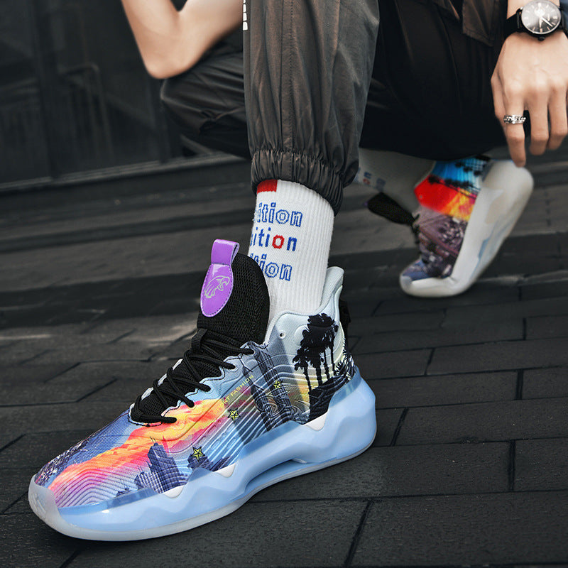 Luminous high-top basketball shoes by My Store, featuring a sleek athletic design