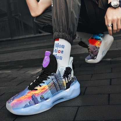 Luminous high-top basketball shoes by My Store, featuring a sleek athletic design