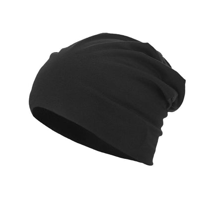 Solid-color slouchy beanie with a knitted wrap-around design for all-season wear