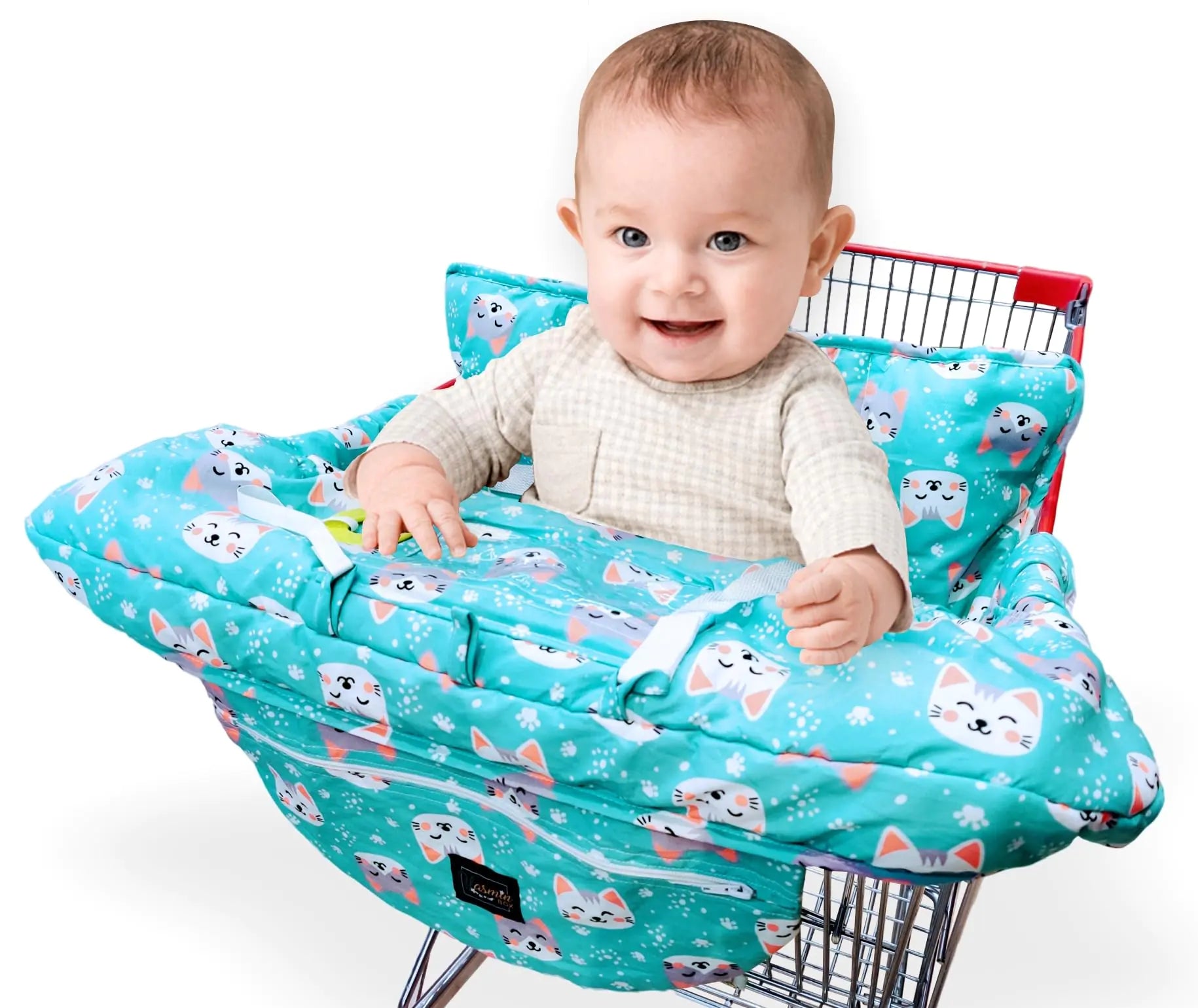 YASMIN BOX Grocery Shopping Cart Cover for Baby - Restaurants High Chair Cover - Extra Large Baby Shopping Cart Cover - Thick Padding - Washable - Baby Cart Covers for Boys and Girls