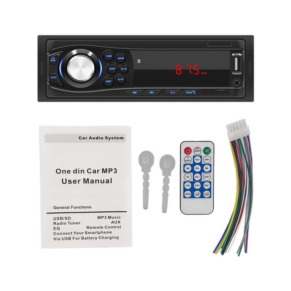 Car Bluetooth MP3 player with FM radio transmitter and digital display in black device