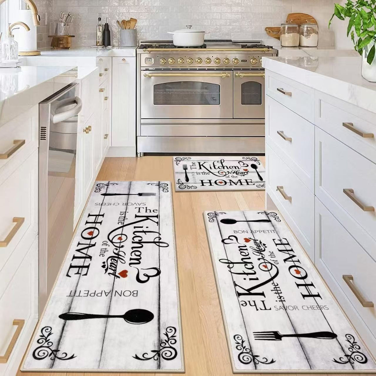 Simple American-style kitchen mat for home use, featuring a clean, practical design
