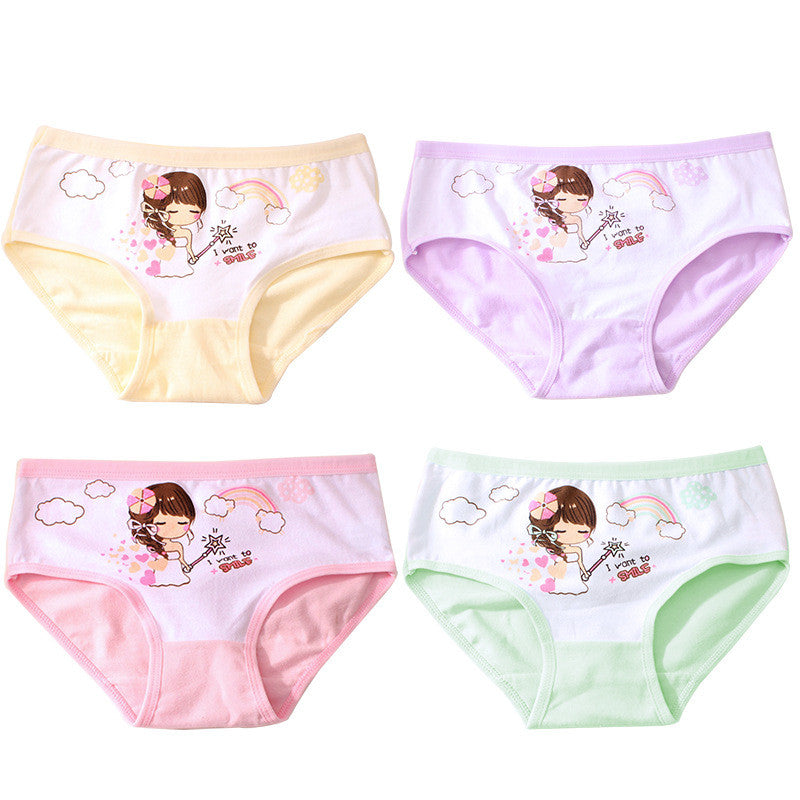 Girls' pure cotton boxer underwear, children's style in a simple comfortable design